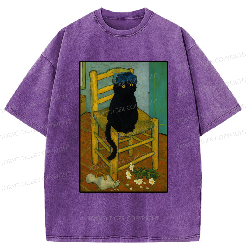 Kyoto-Lion Black Cat or Van Gogh Washed T-Shirt