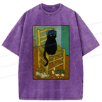 Kyoto-Lion Black Cat or Van Gogh Washed T-Shirt