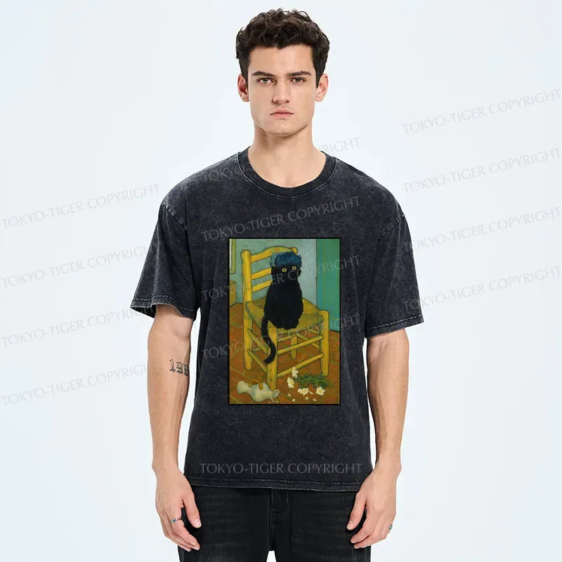 Kyoto-Lion Black Cat or Van Gogh Washed T-Shirt