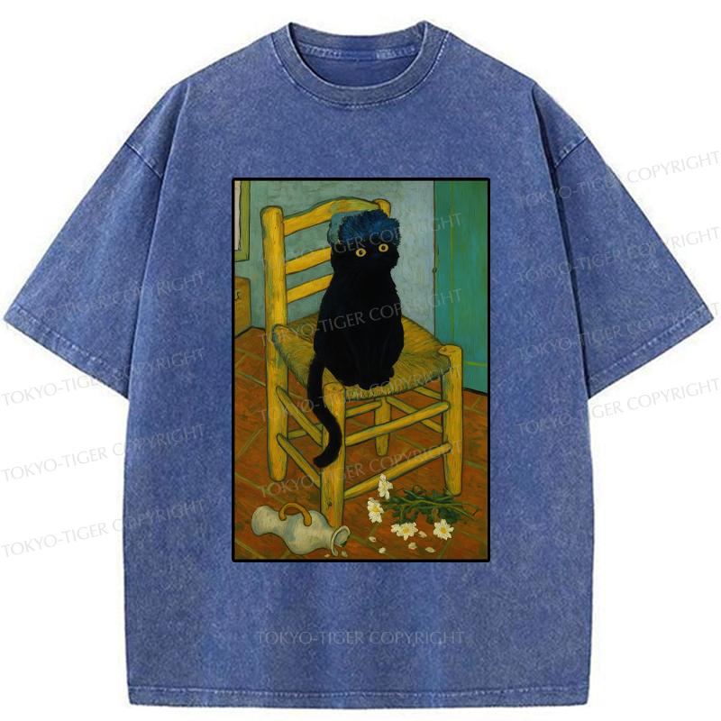 Kyoto-Lion Black Cat or Van Gogh Washed T-Shirt
