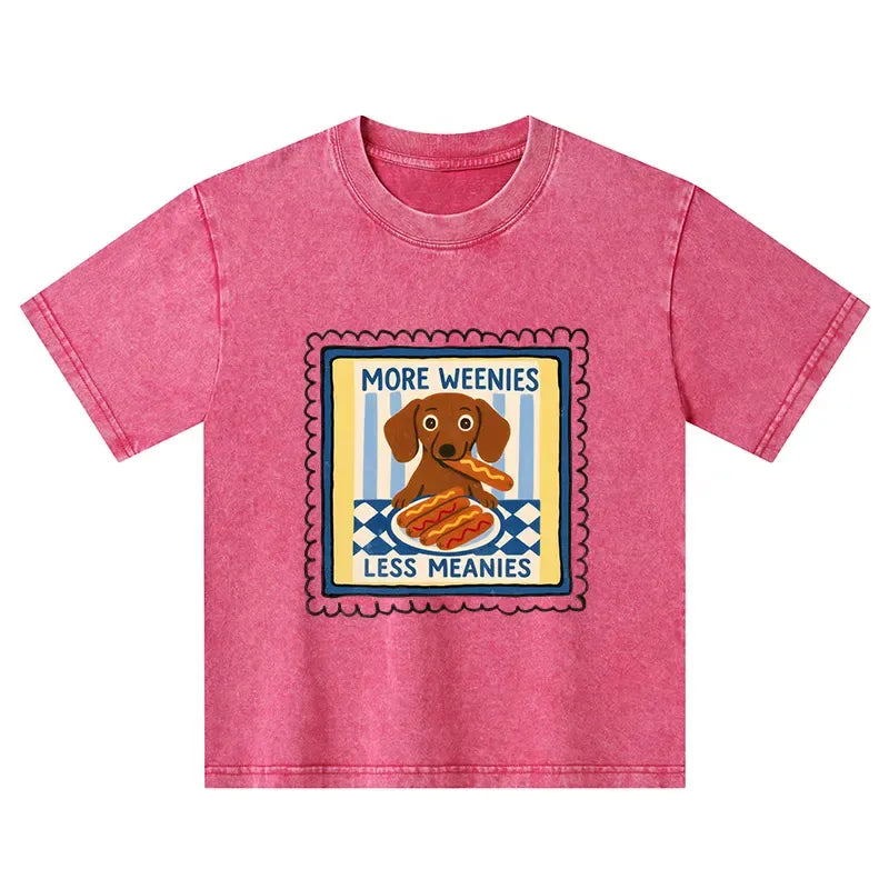 Kyoto-Lion More Weenies Less Meanies Kids Washed T-Shirt