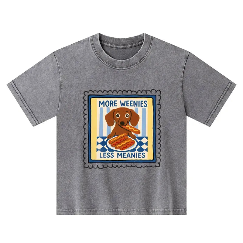 Kyoto-Lion More Weenies Less Meanies Kids Washed T-Shirt