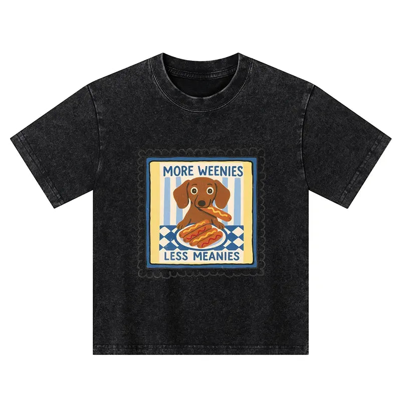 Kyoto-Lion More Weenies Less Meanies Kids Washed T-Shirt