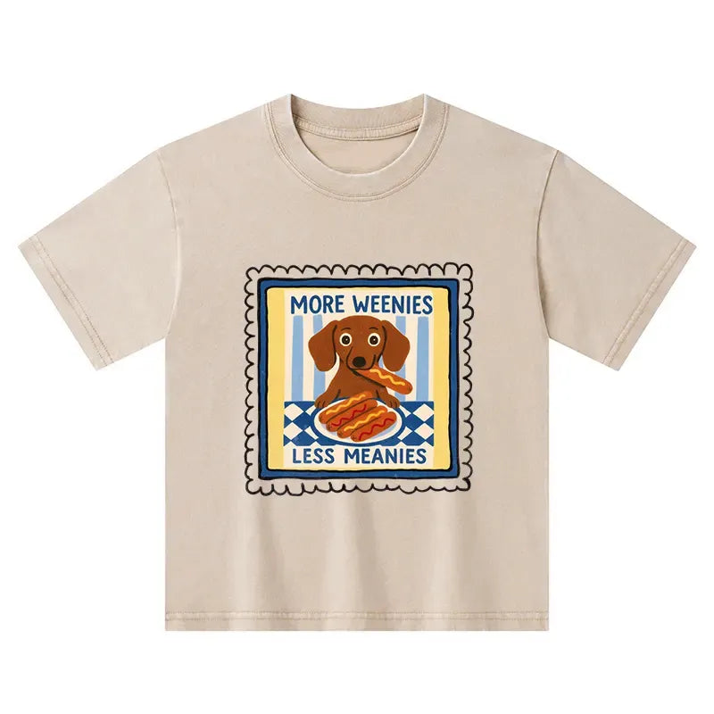 Kyoto-Lion More Weenies Less Meanies Kids Washed T-Shirt