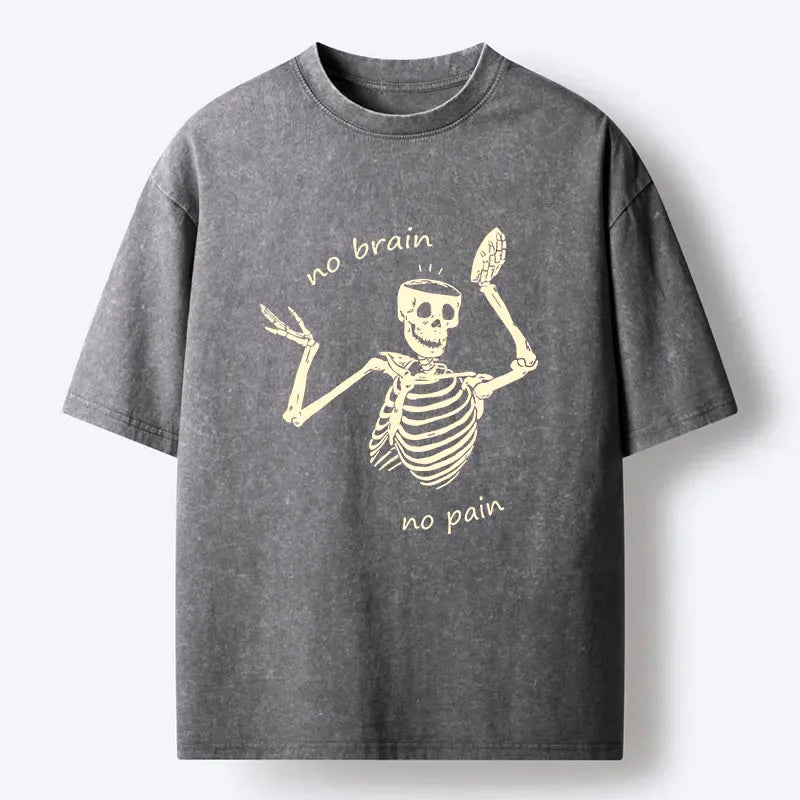 Kyoto-Lion Skeletons Feel No Pain Washed T-Shirt