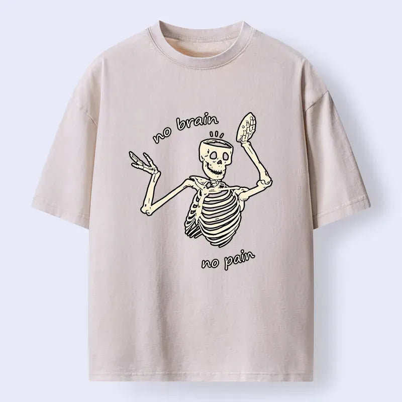 Kyoto-Lion Skeletons Feel No Pain Washed T-Shirt