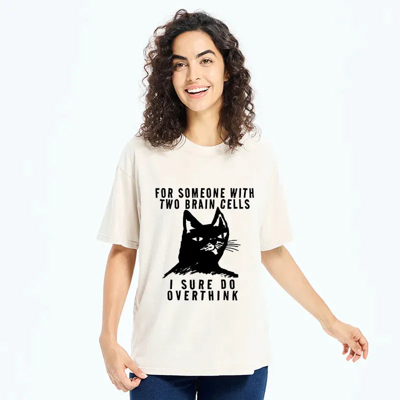 Kyoto-Lion Overthinking Cat Washed T-Shirt