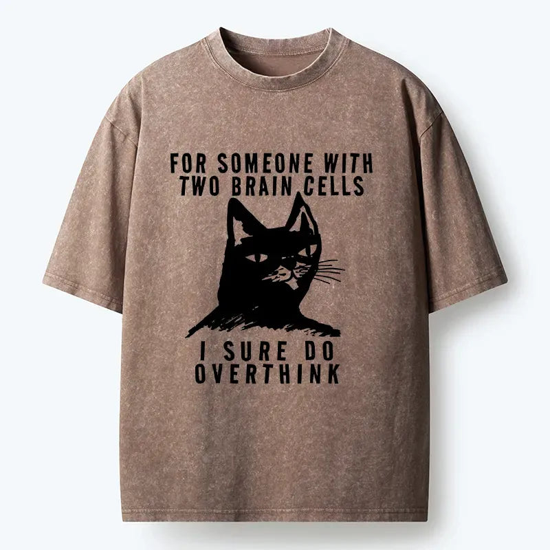 Kyoto-Lion Overthinking Cat Washed T-Shirt