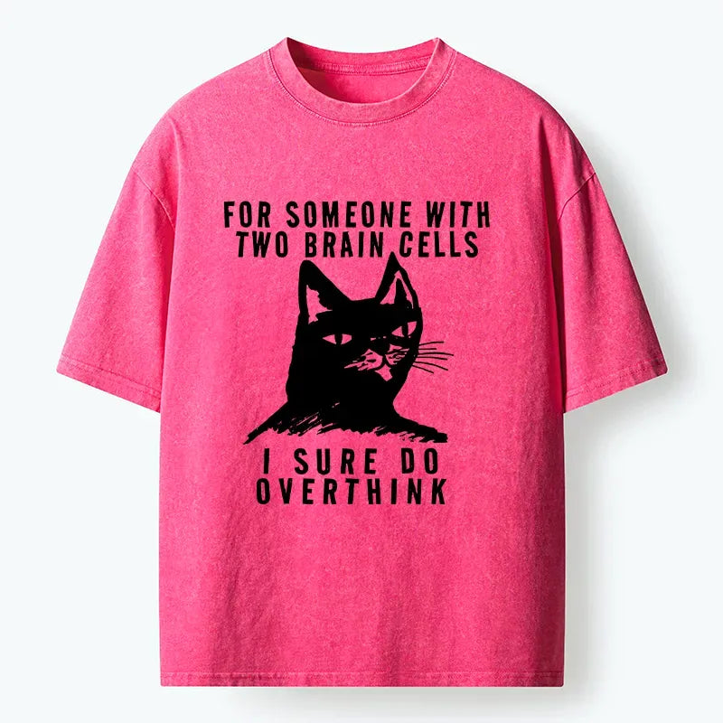 Kyoto-Lion Overthinking Cat Washed T-Shirt