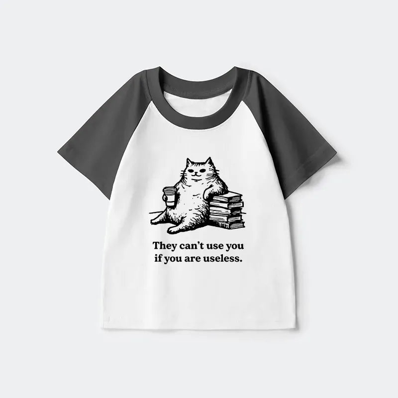 Funny Japanese Cat Kids Raglan Tee