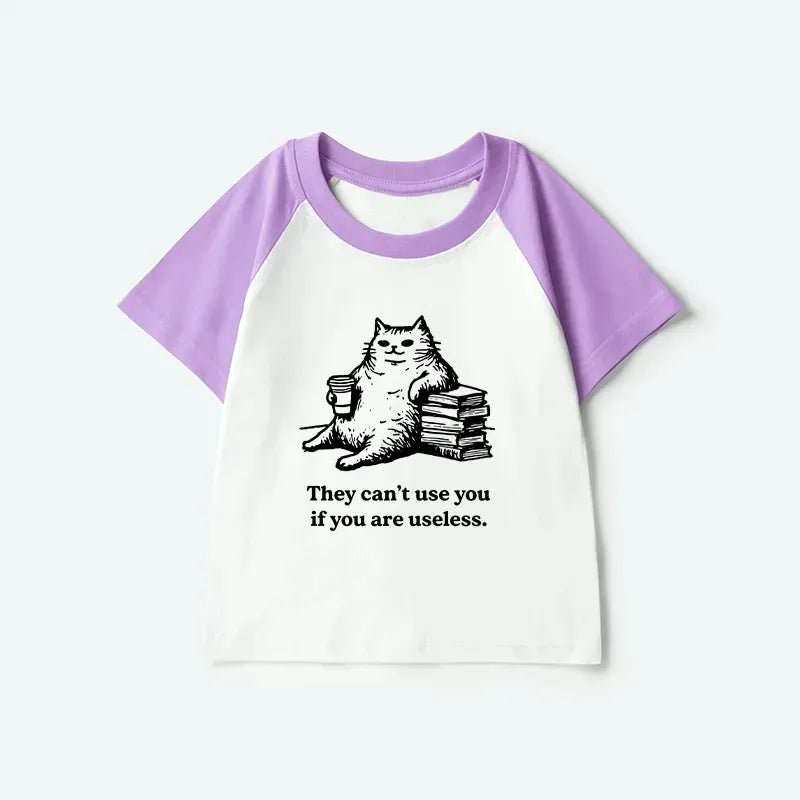 Funny Japanese Cat Kids Raglan Tee