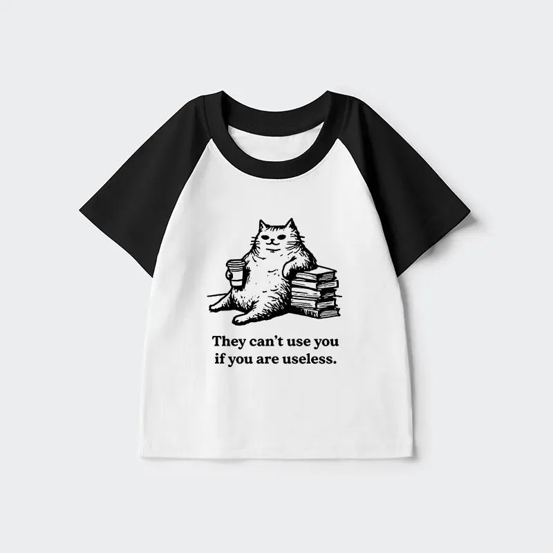 Funny Japanese Cat Kids Raglan Tee