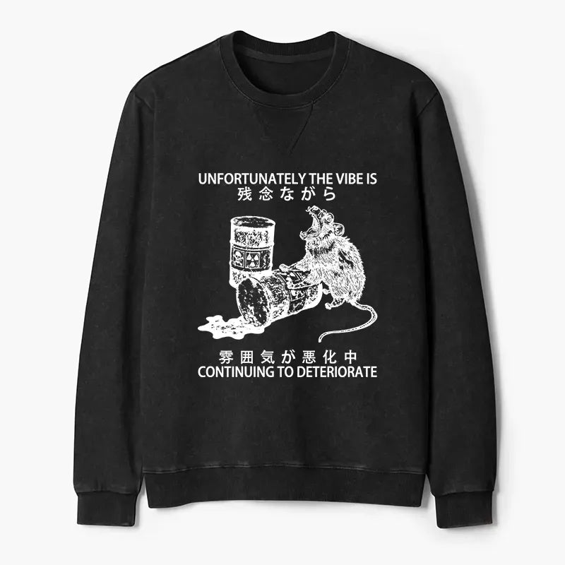 Kyoto-Lion The Vibe Is Continuing To Deteriorate Washed Terry Sweatshirt