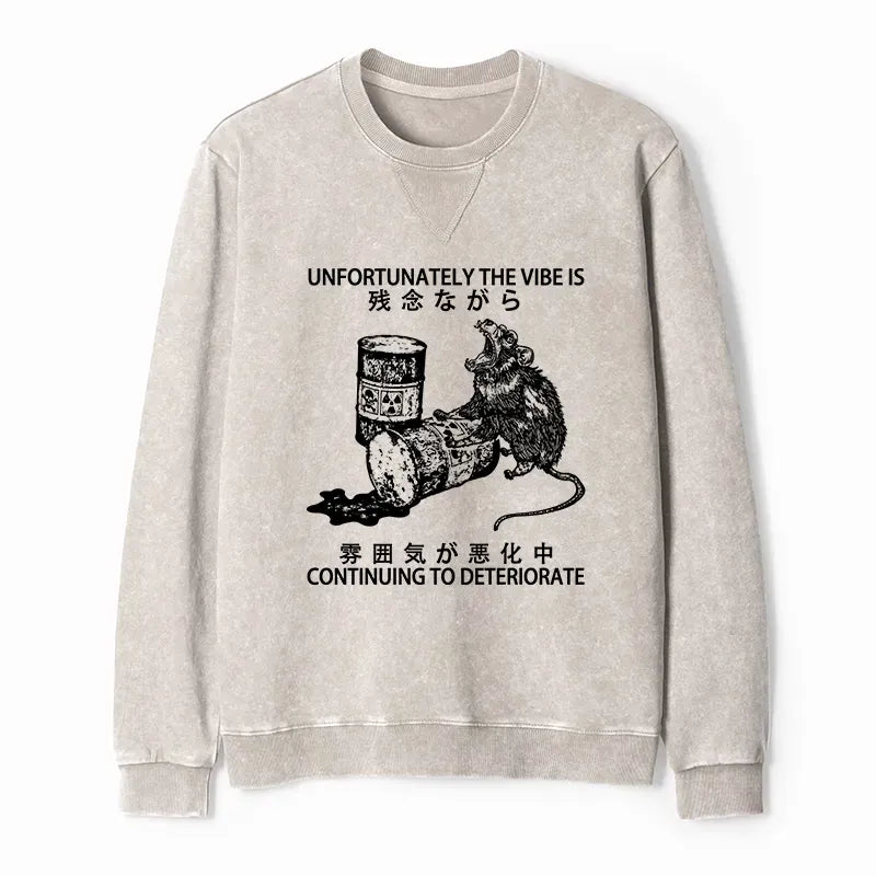 Kyoto-Lion The Vibe Is Continuing To Deteriorate Washed Terry Sweatshirt