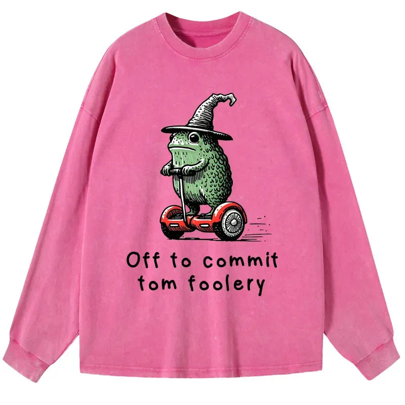 Japanese Frog Riding Scooter Long Sleeve T-Shirt