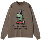 Japanese Frog Riding Scooter Long Sleeve T-Shirt