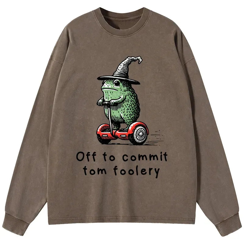 Japanese Frog Riding Scooter Long Sleeve T-Shirt