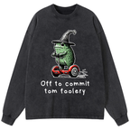 Japanese Frog Riding Scooter Long Sleeve T-Shirt