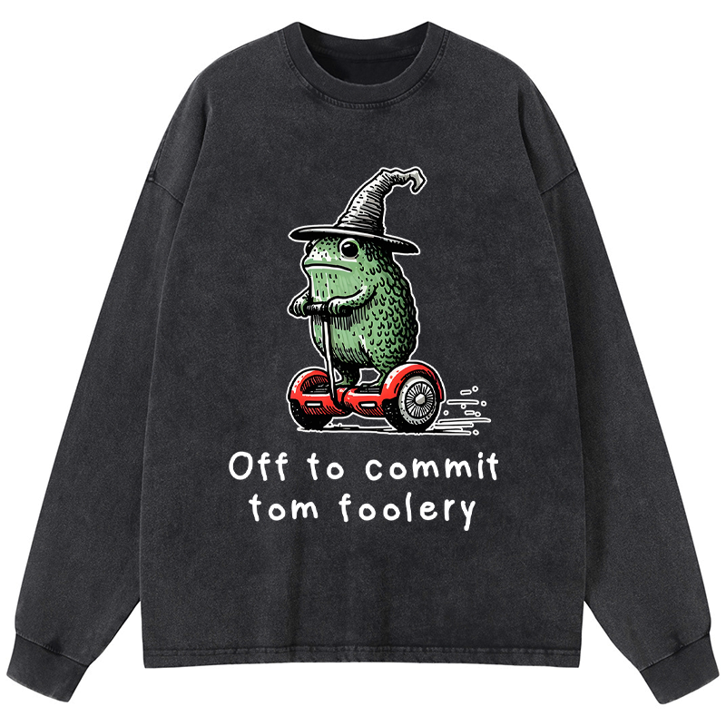 Japanese Frog Riding Scooter Long Sleeve T-Shirt