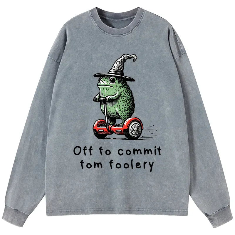 Japanese Frog Riding Scooter Long Sleeve T-Shirt