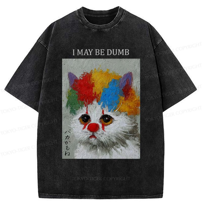 Funny Japanese Cat Washed T-Shirt