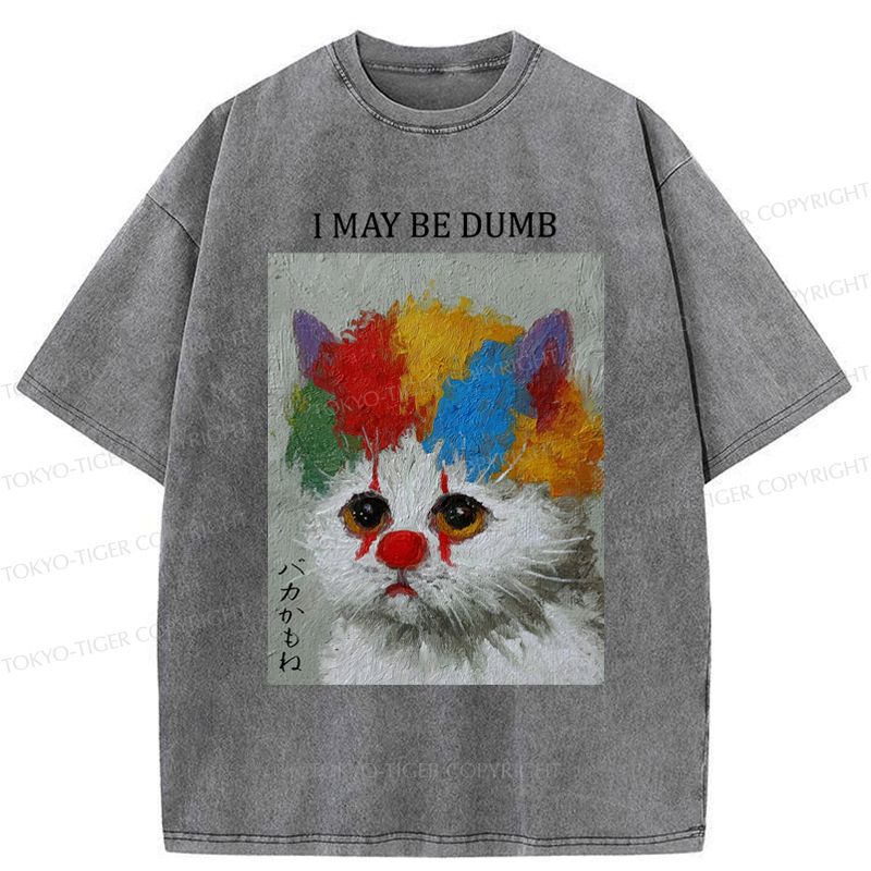 Kyoto-Lion Funny Clown Cat£ºI May Be Dumb Washed T-Shirt