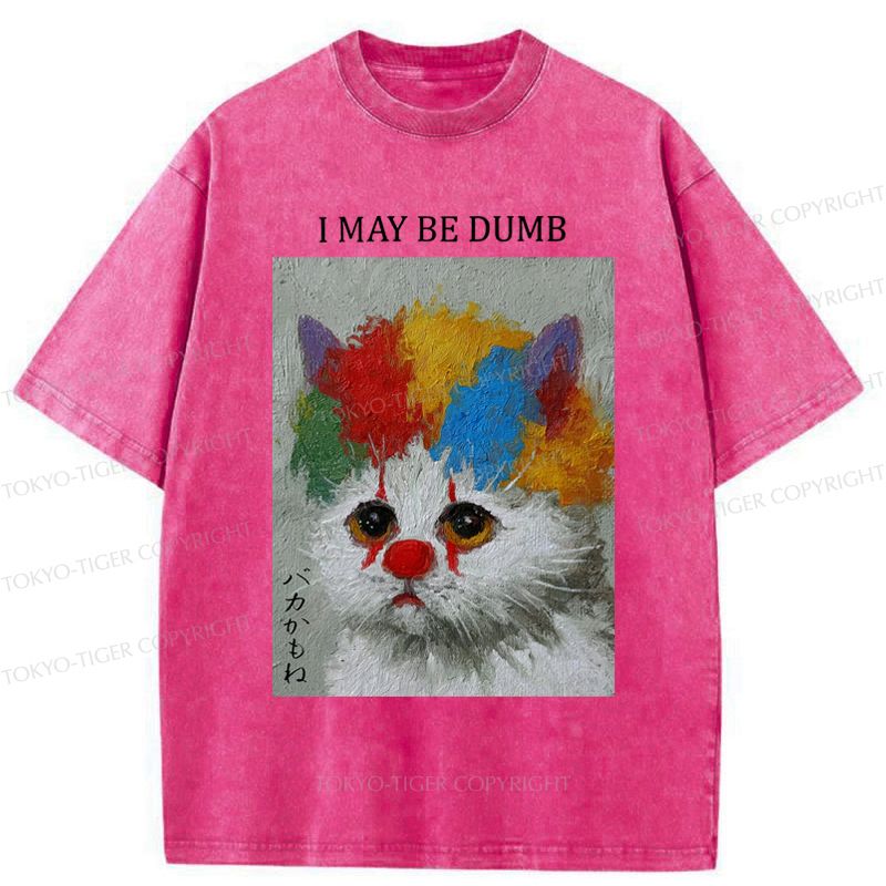Kyoto-Lion Funny Clown Cat£ºI May Be Dumb Washed T-Shirt