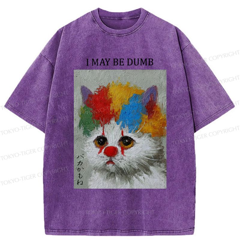 Kyoto-Lion Funny Clown Cat£ºI May Be Dumb Washed T-Shirt