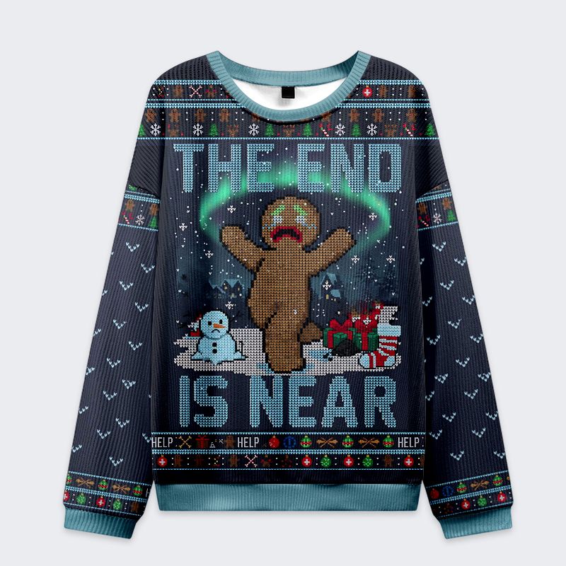 Kyoto-Lion The End Is Near: Gingerbread's Final Cry Christmas Ugly Sweatshirt