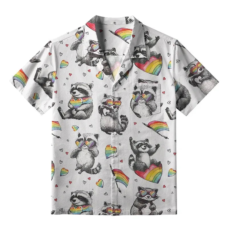 Kyoto-Lion Pride Raccoon Aloha Japanese Hawaiian Shirt