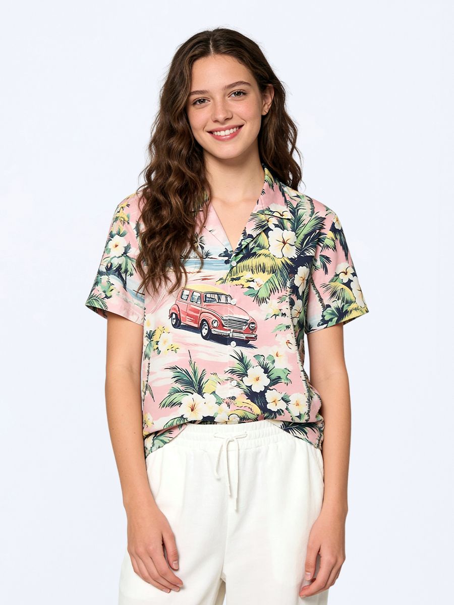 Unisex Hawaiian Shirt with Japanese Print for Daily Wear