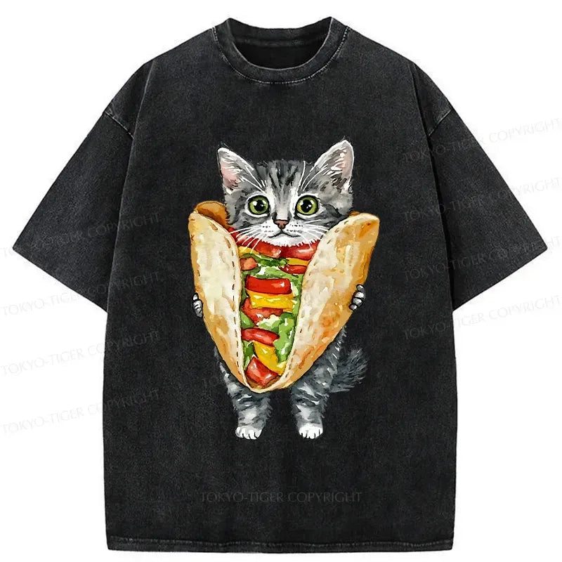 Japanese Washed Cat T-Shirt for Gift Idea
