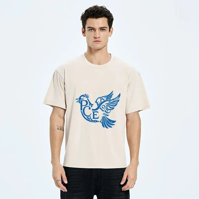 Kyoto-Lion Peace Dove Washed T-Shirt