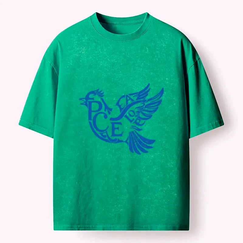 Kyoto-Lion Peace Dove Washed T-Shirt