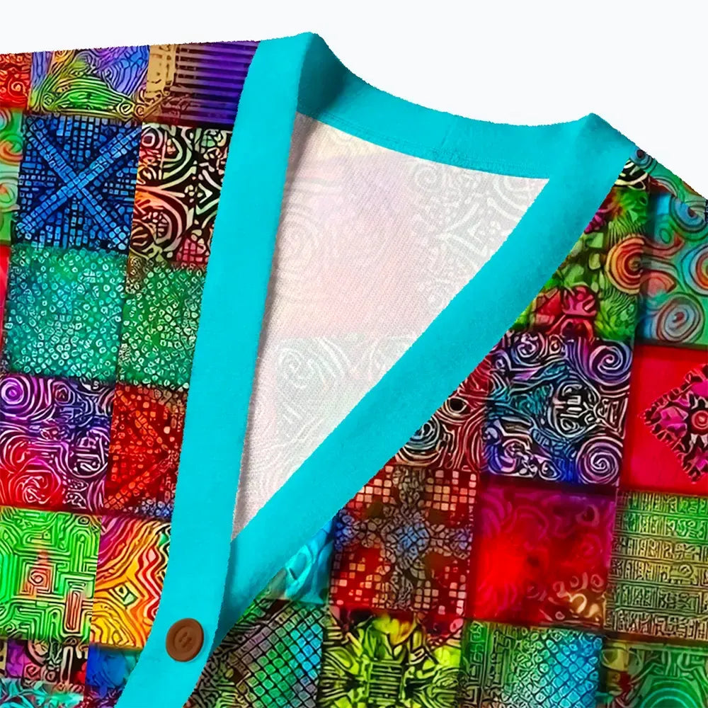 Colorful Geometry Cardigan for Daily Wear