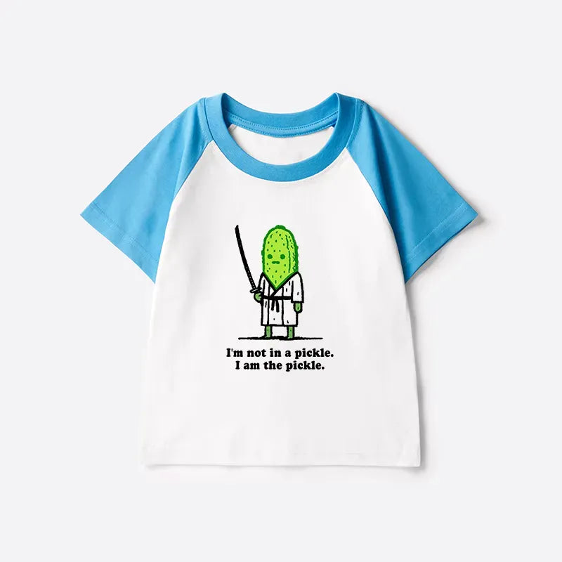 Funny Cucumber Samurai Kids Raglan T-shirt