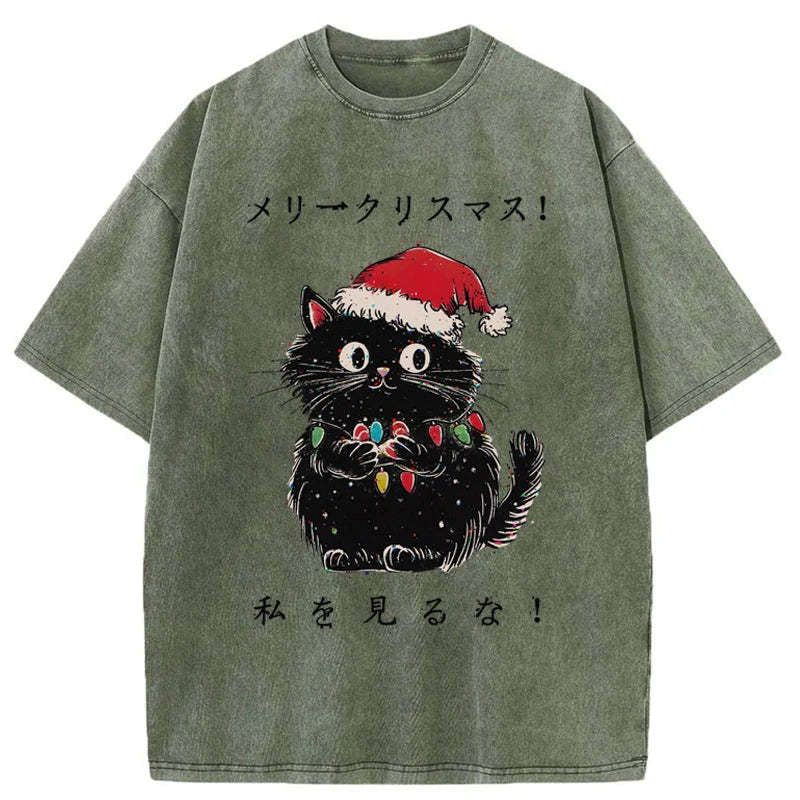 Best Seller Black Cat Washed T-Shirt
