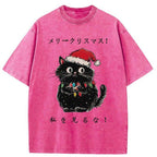 Japanese Black Cat Washed T-Shirt