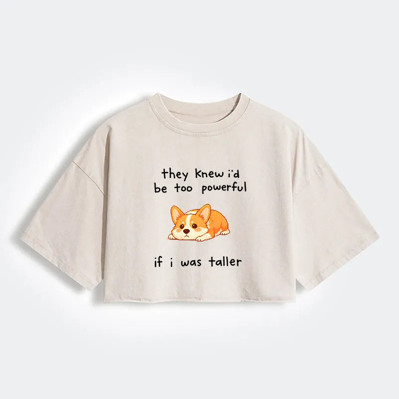 Kyoto-Lion Funny Short Dog Joke Women's Washed Crop T-Shirt