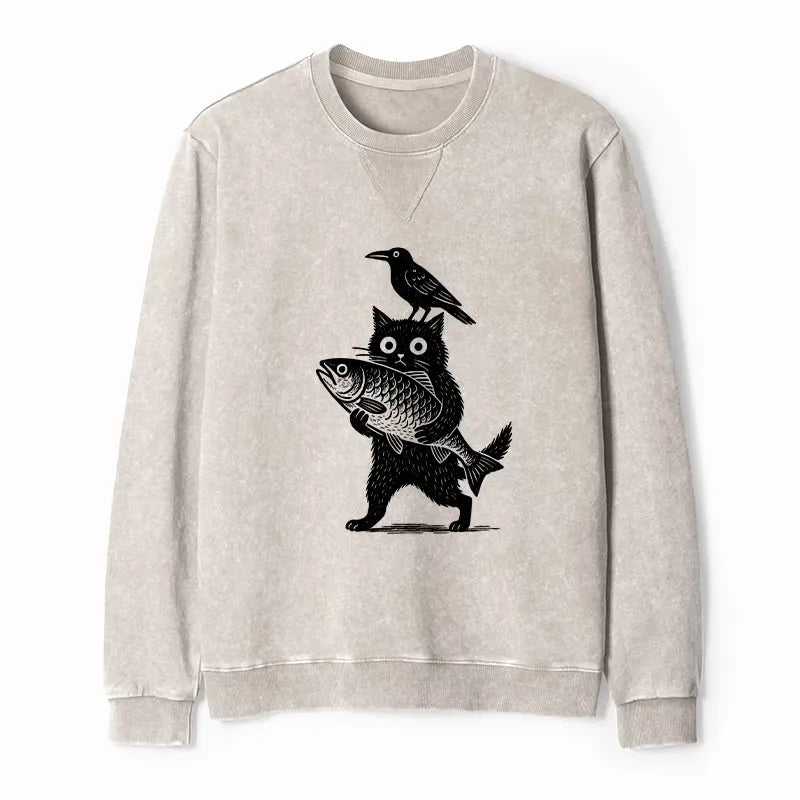 Washed Terry Sweatshirt for Daily Wear