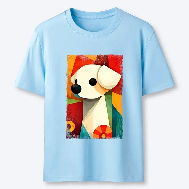 Kyoto-Lion Retro Abstract Color Block Puppy Art Classic T-Shirt