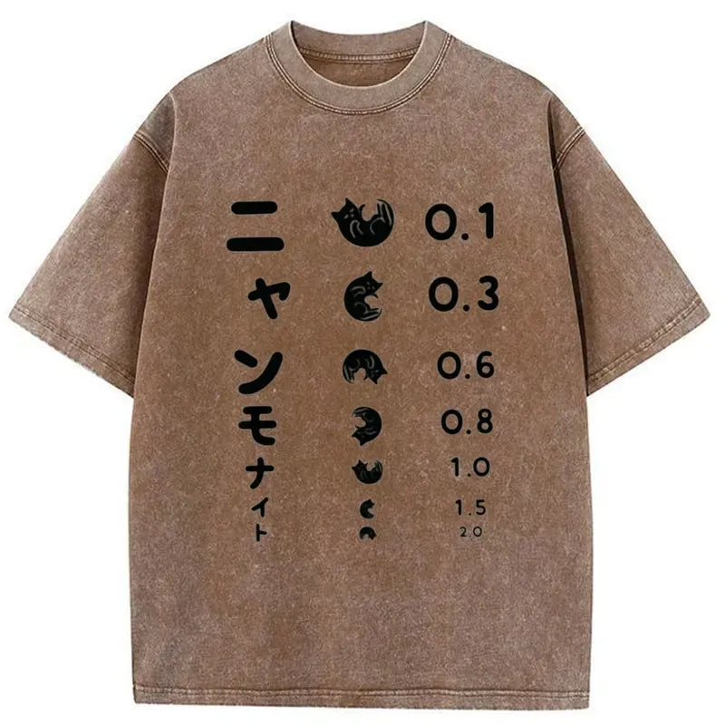 Kyoto-Lion Cat Eye Chart Washed T-Shirt