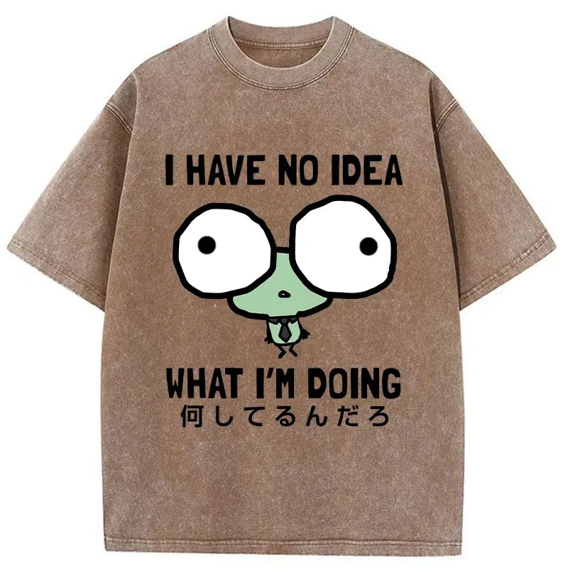 Kyoto-Lion Silly Frog At Work Washed T-Shirt