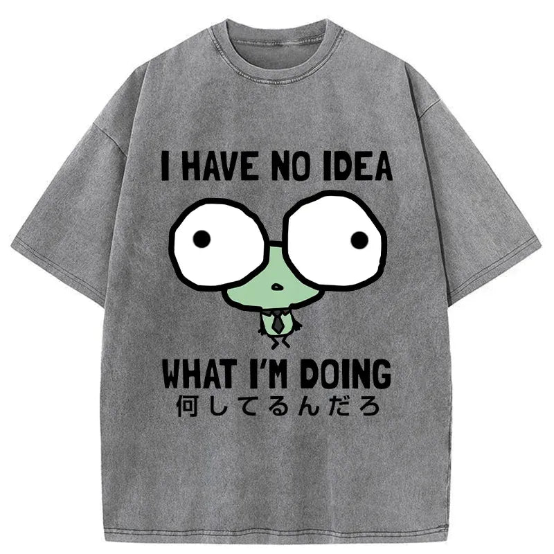 Kyoto-Lion Silly Frog At Work Washed T-Shirt