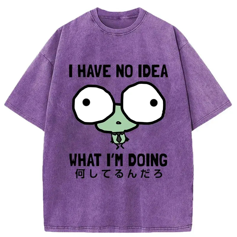Kyoto-Lion Silly Frog At Work Washed T-Shirt