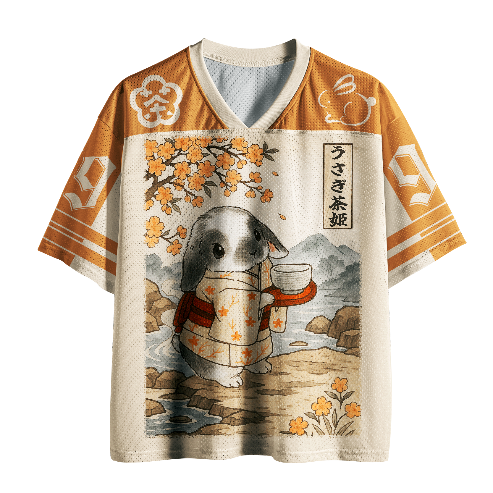 Kyoto-Lion Zen Bunny Tea Mesh Jersey