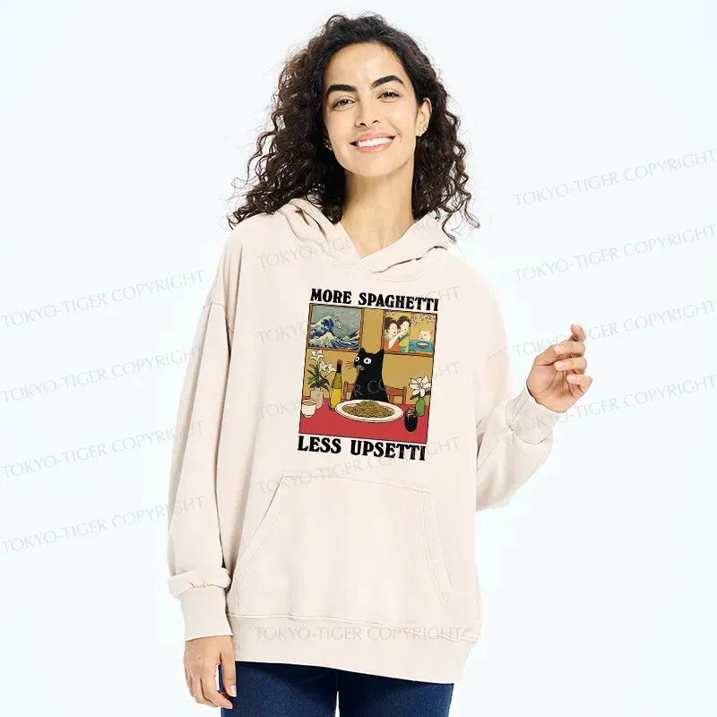 Kyoto-Lion Cat Eating Pasta Washed Hoodie