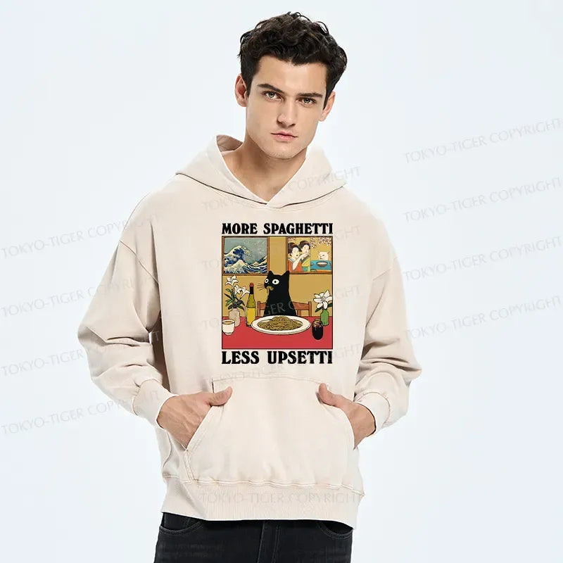 Kyoto-Lion Cat Eating Pasta Washed Hoodie