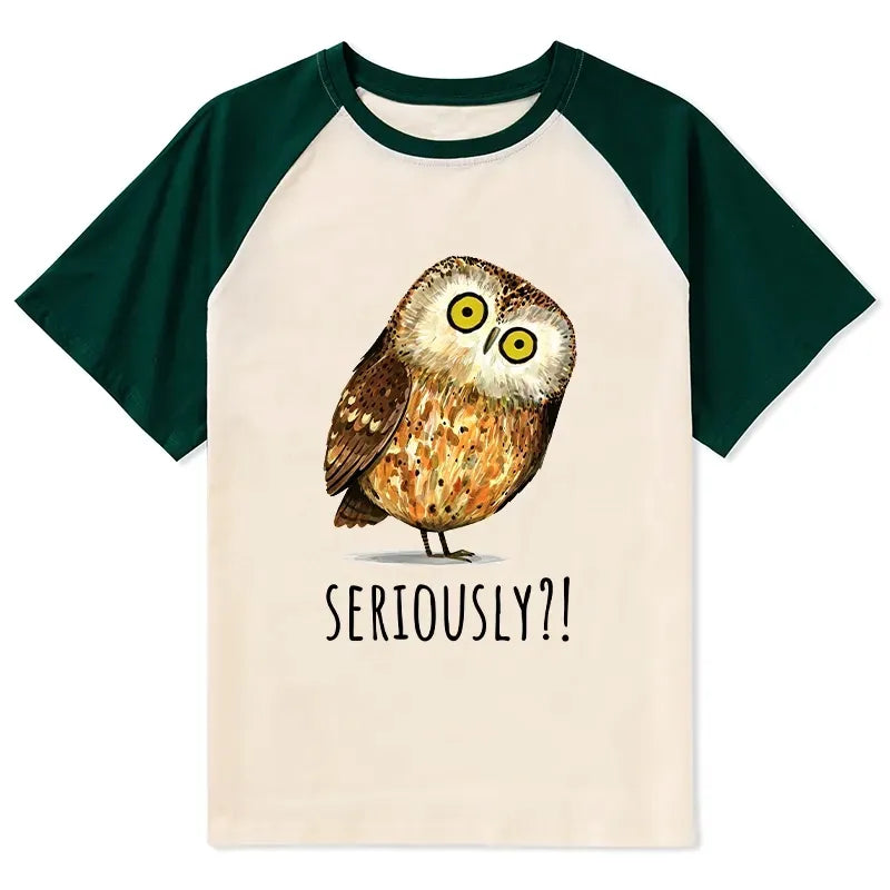 Kyoto-Lion Seriously Confused Owl Meme Art Raglan T-shirt