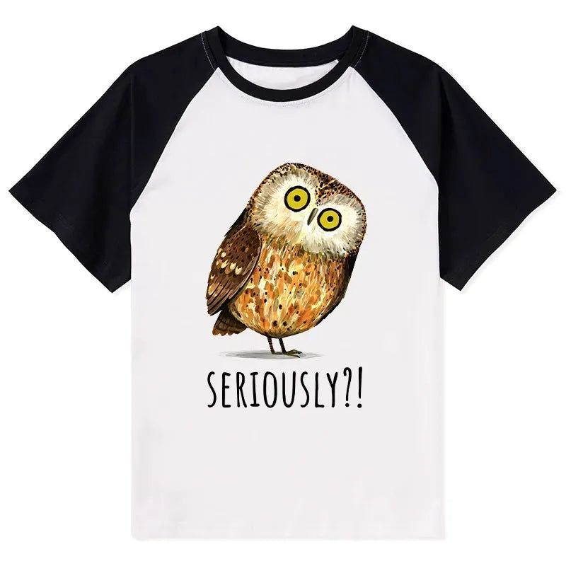 Kyoto-Lion Seriously Confused Owl Meme Art Raglan T-shirt